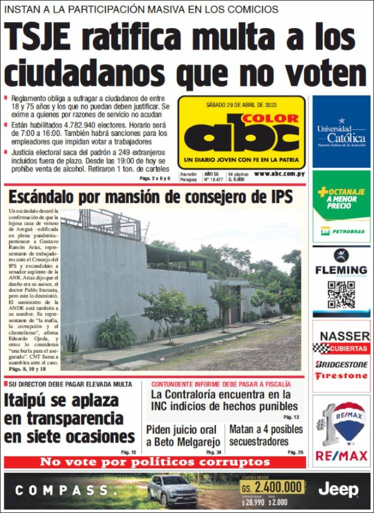 Portada de ABC Color (Paraguay)