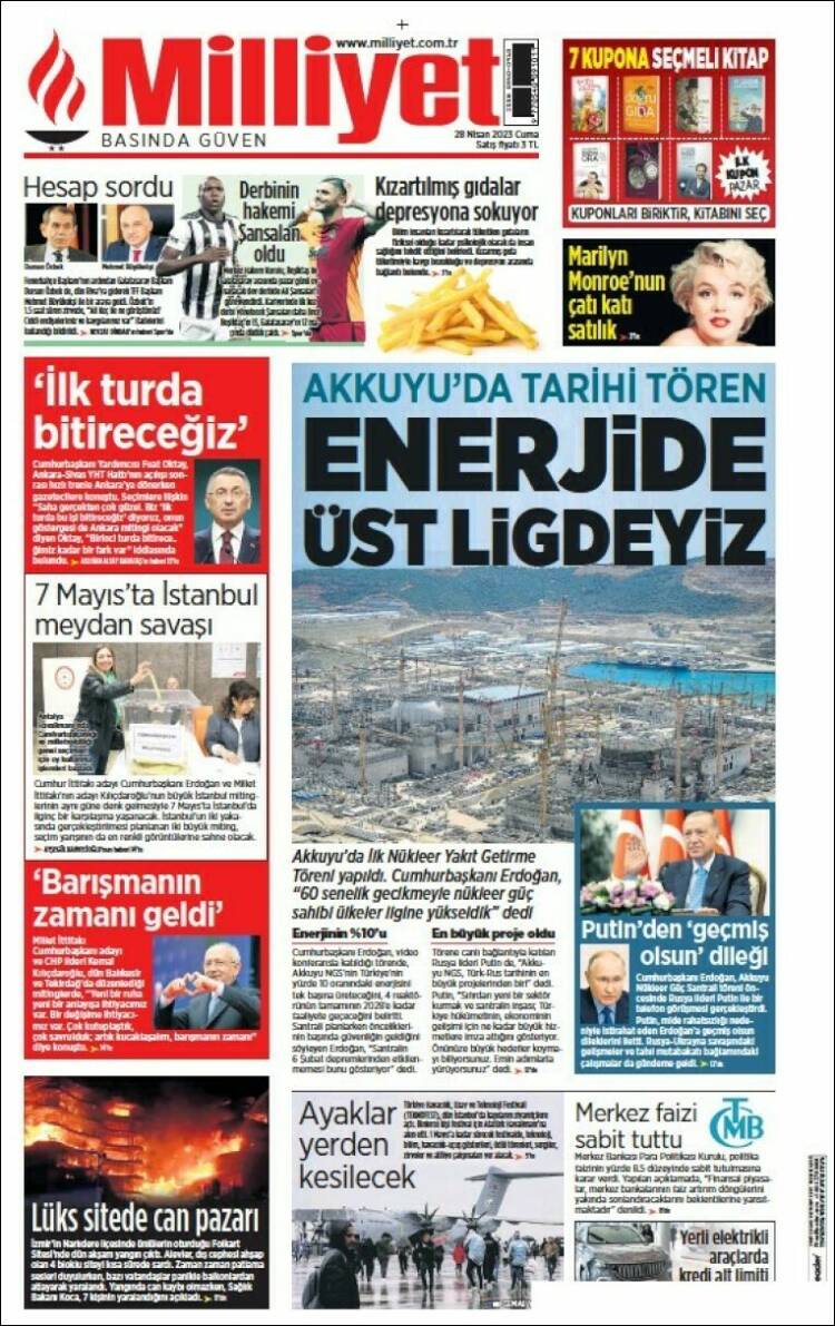 Portada de Milliyet (Turqu&iacute;a)