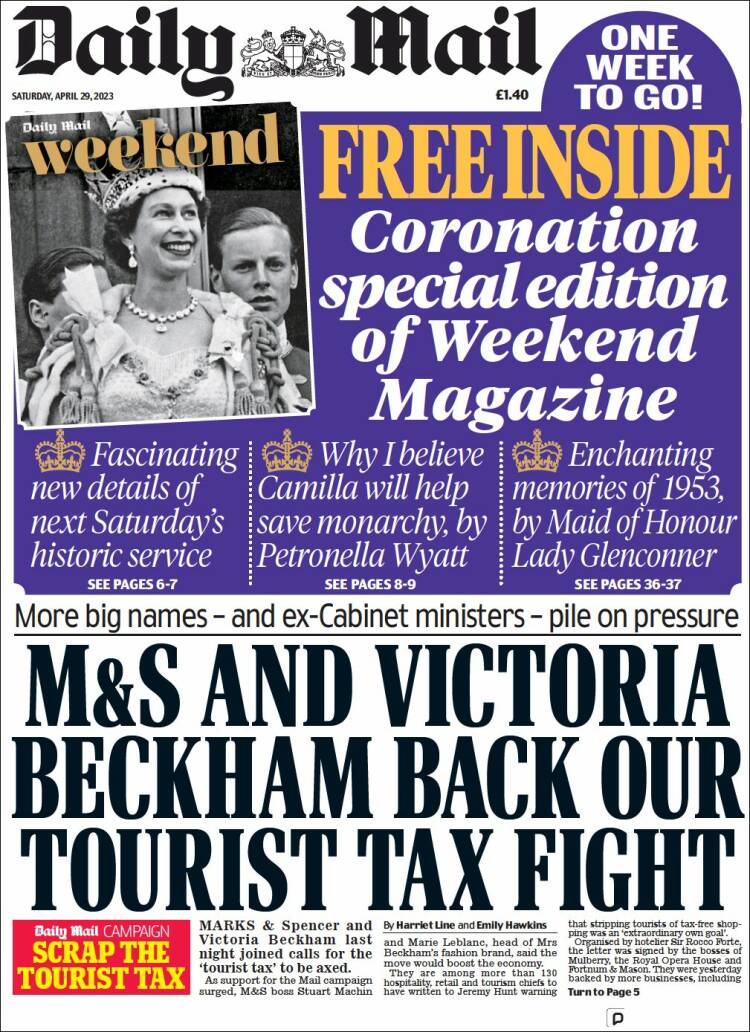 Portada de Daily Mail (Reino Unido)