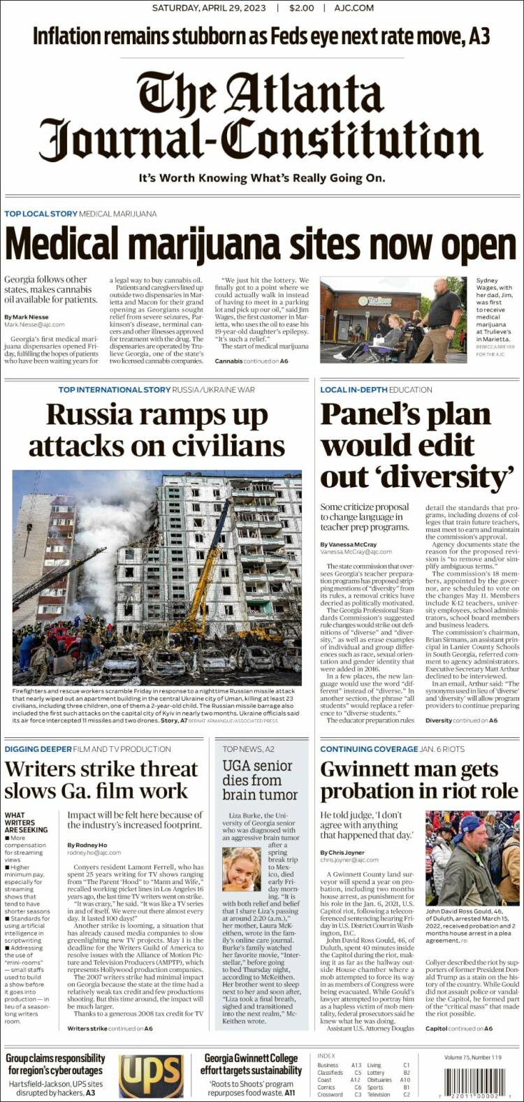 Portada de The Atlanta Journal-Constitution (USA)