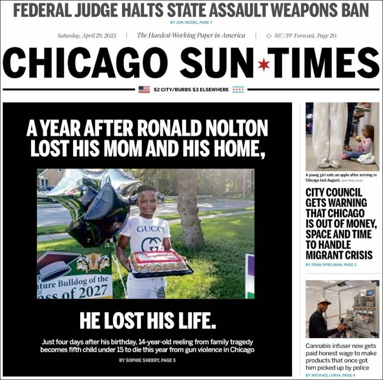 Portada de Chicago Sun-Times (USA)