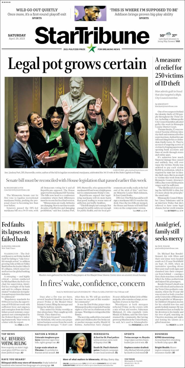 Portada de Star Tribune (USA)