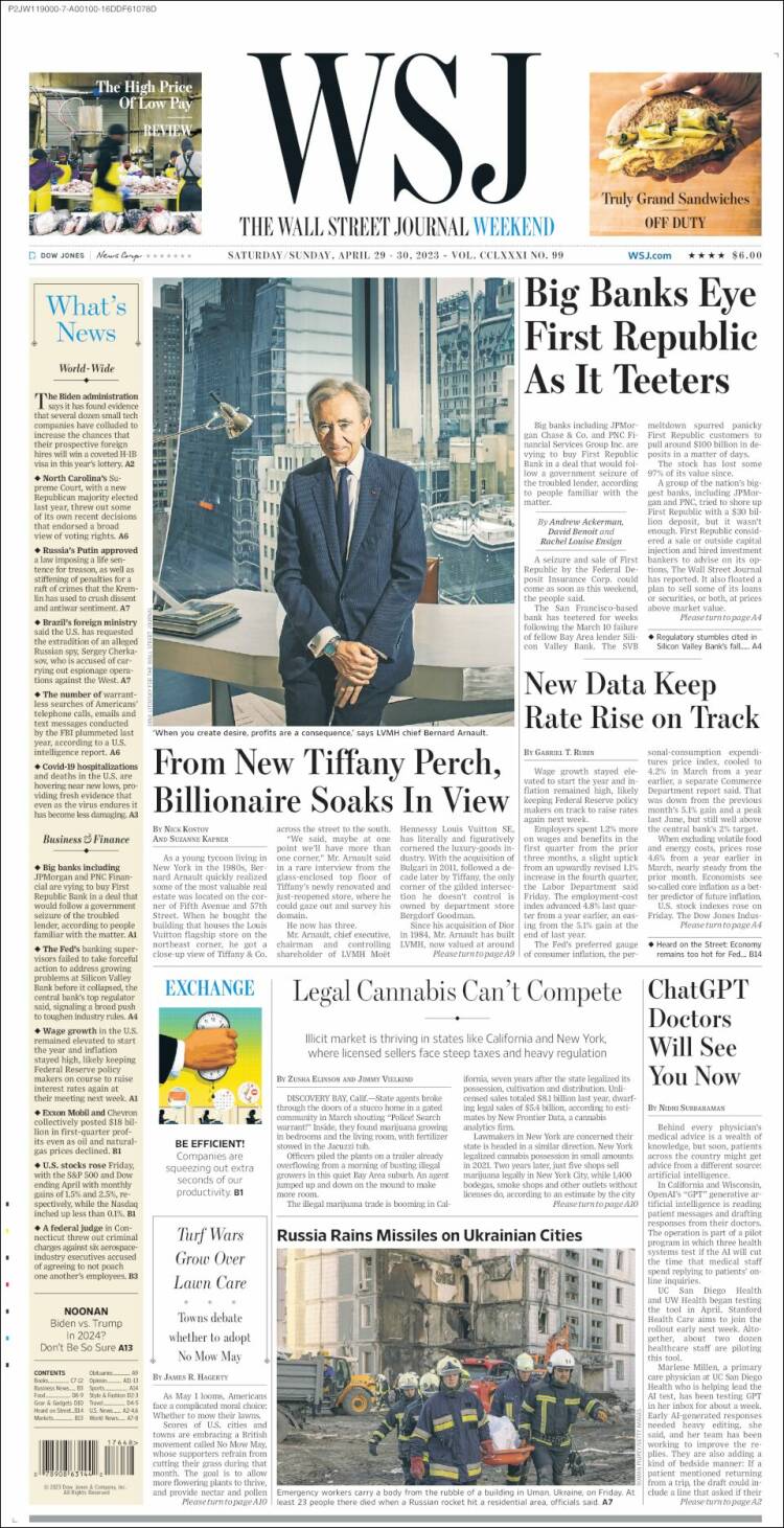 Portada de Wall Street Journal (USA)