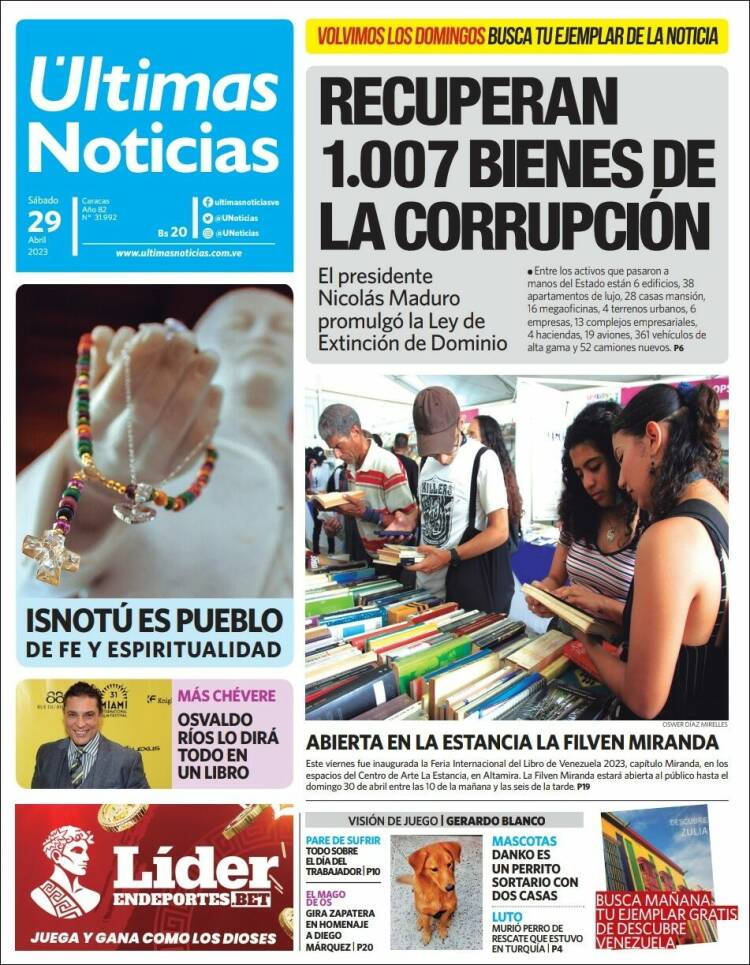 Portada de Últimas Noticias (Venezuela)