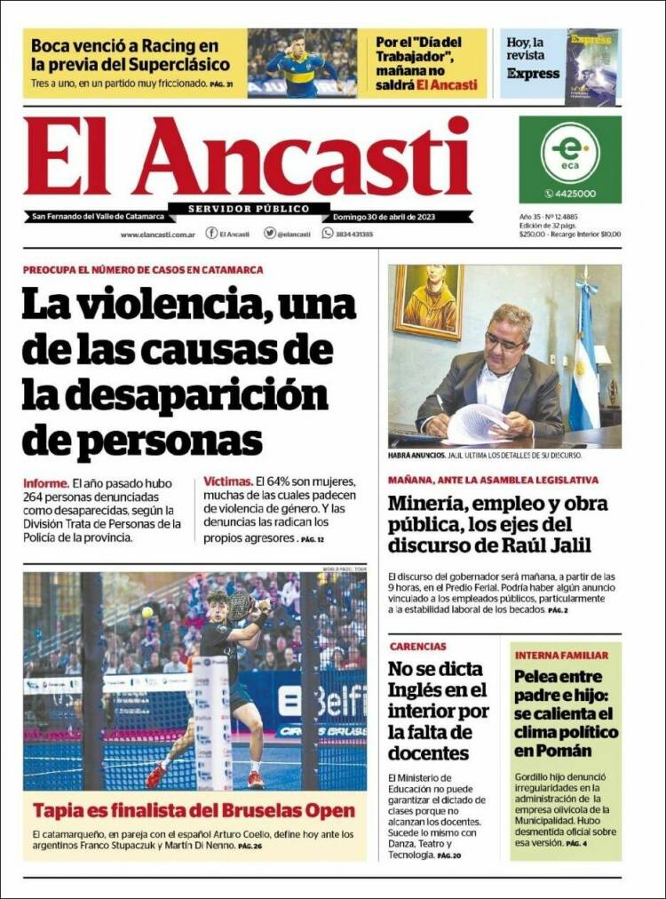 Portada de El Ancasti (Argentina)
