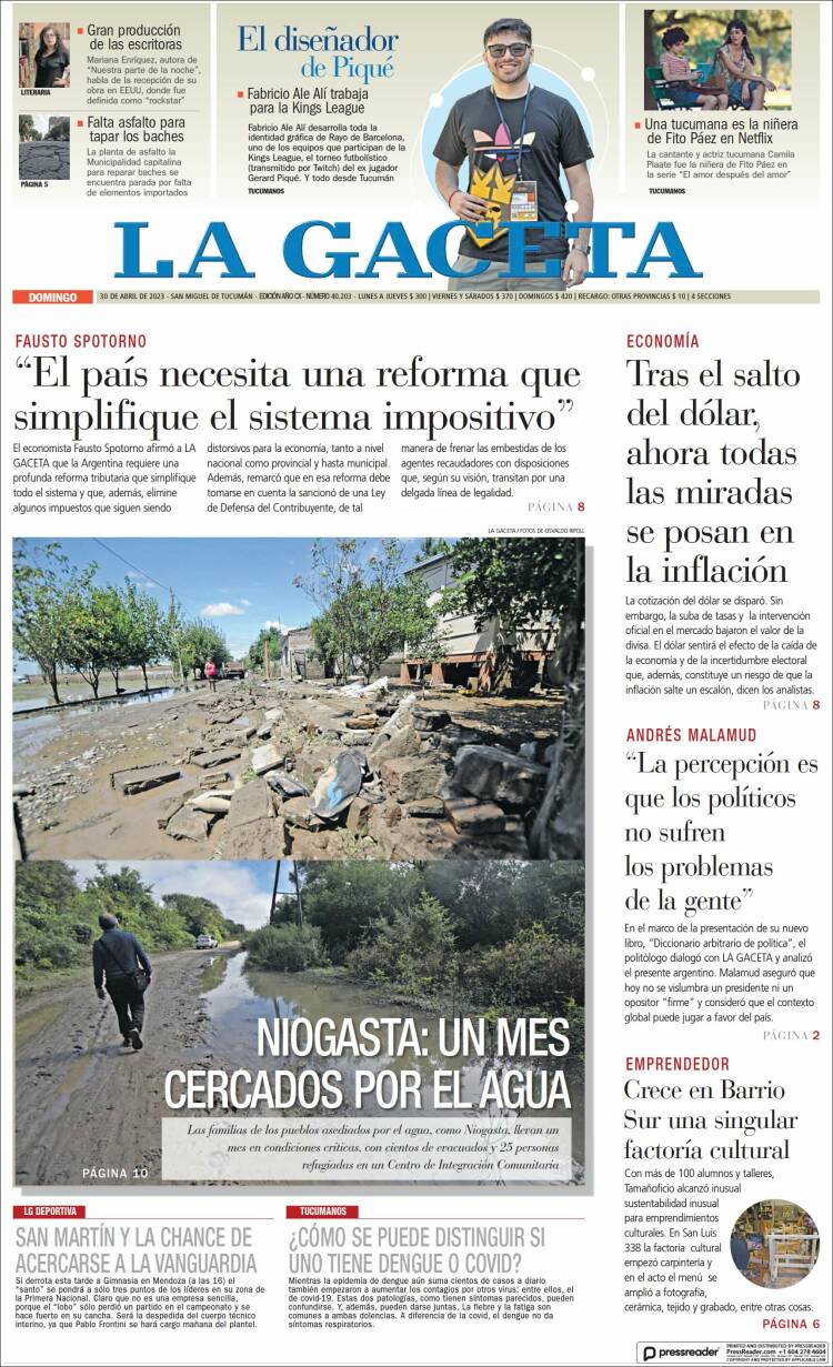Portada de La Gaceta (Argentina)