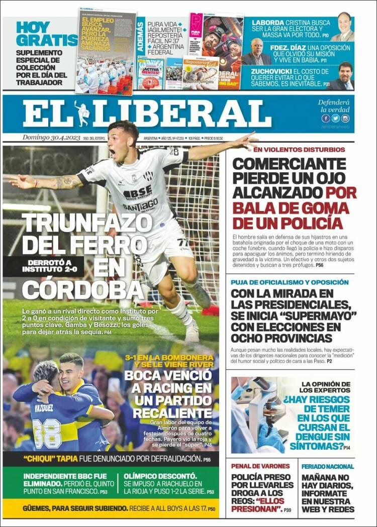 Portada de Diario El Liberal (Argentina)