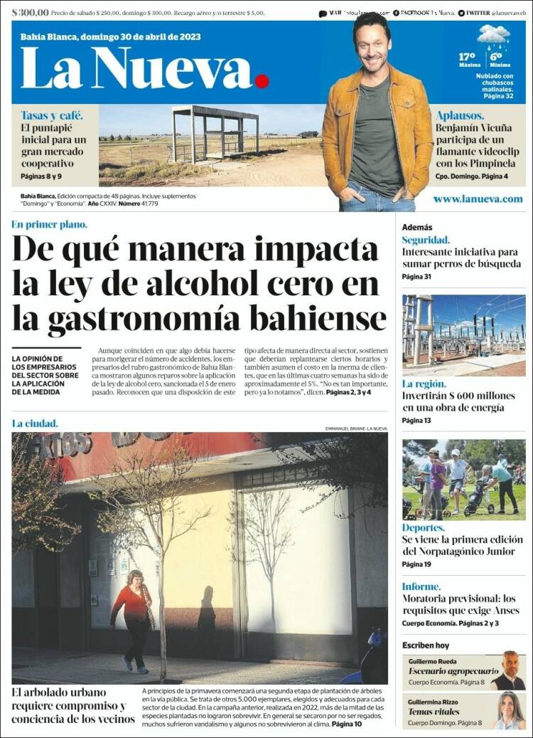 Portada de La Nueva Provincia (Argentina)