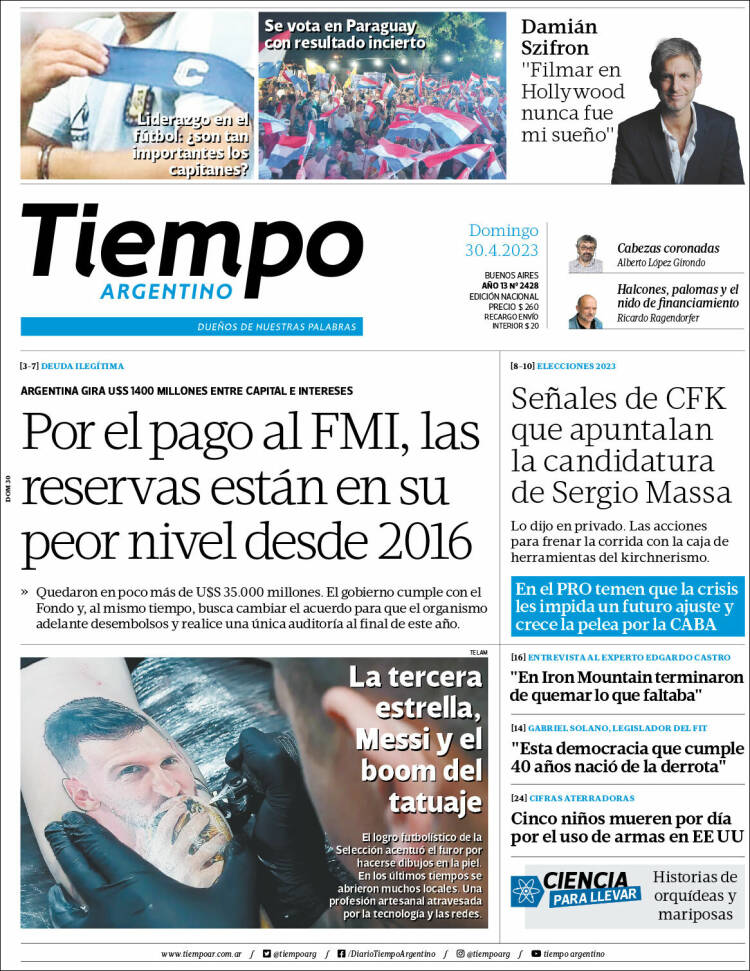 Portada de Tiempo Argentino (Argentina)