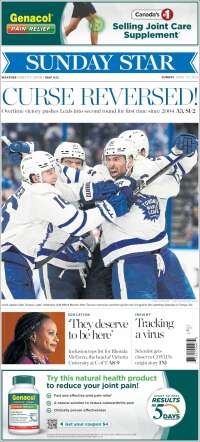 Portada de The Toronto Star (Canadá)