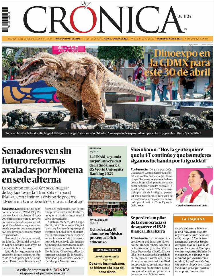 Portada de La Crónica de Hoy (M&eacute;xico)