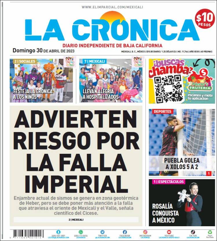 Portada de La Crónica de Baja California (M&eacute;xico)