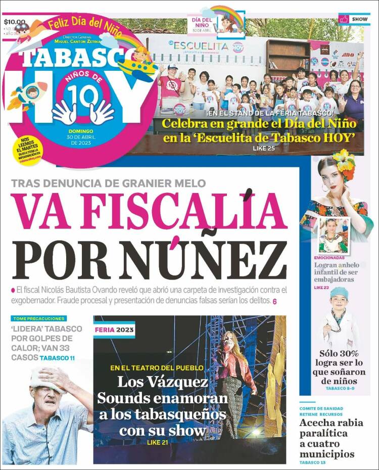 Portada de Tabasco Hoy (M&eacute;xico)