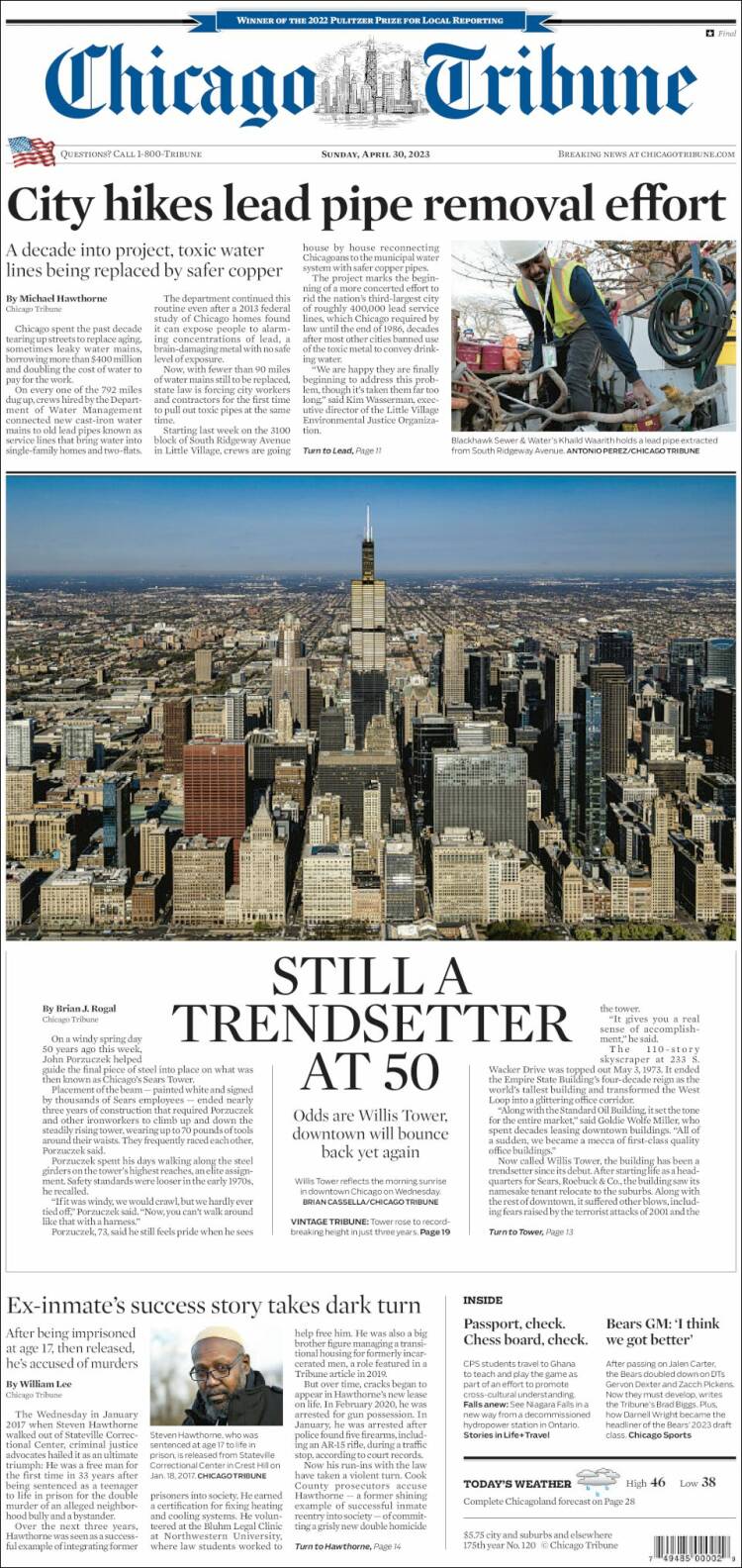 Portada de Chicago Tribune (USA)