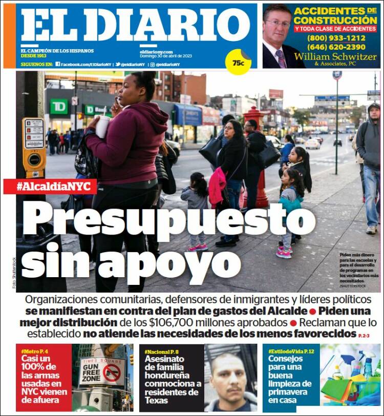 Portada de El Diario NY (USA)