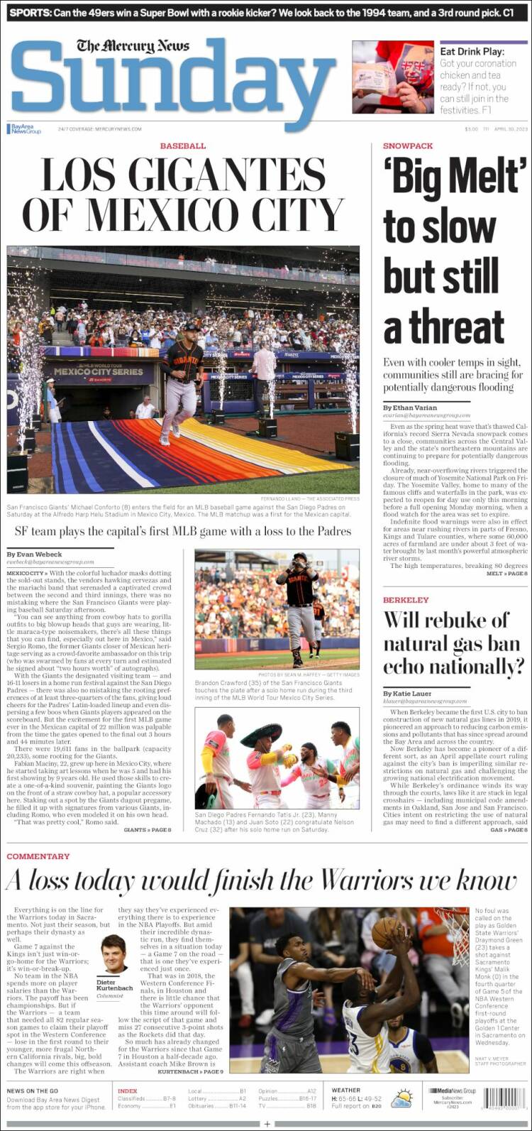 Portada de San Jose Mercury News (USA)