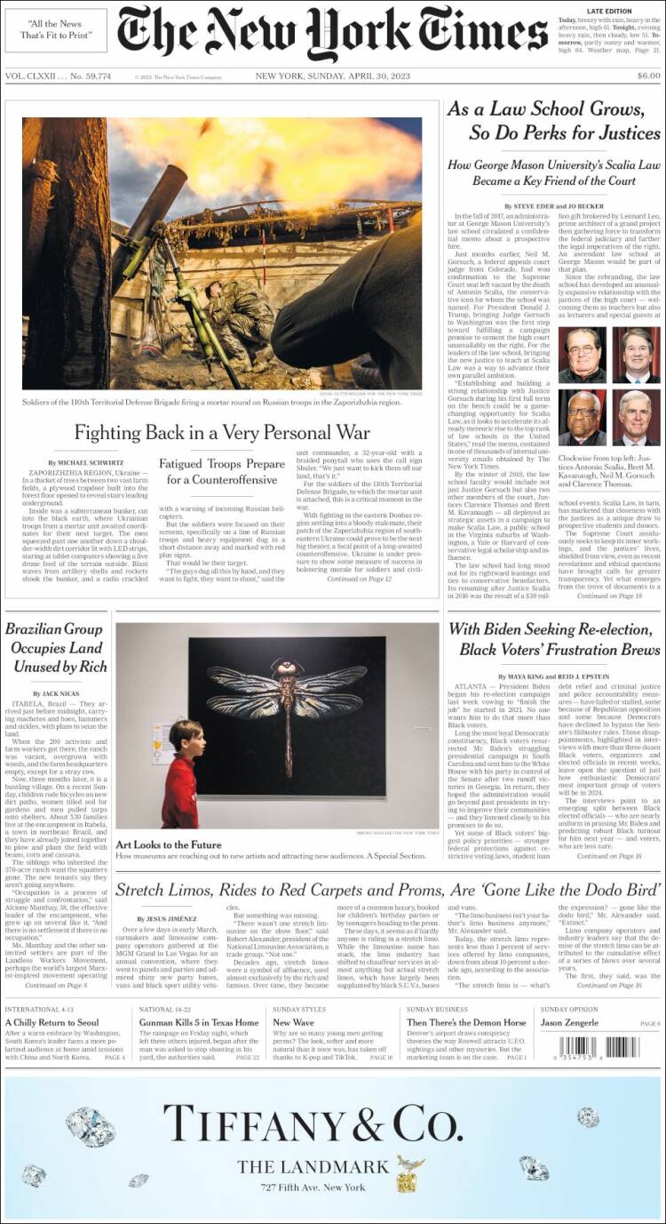 Portada de New York Times (USA)