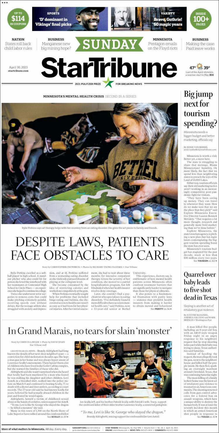 Portada de Star Tribune (USA)