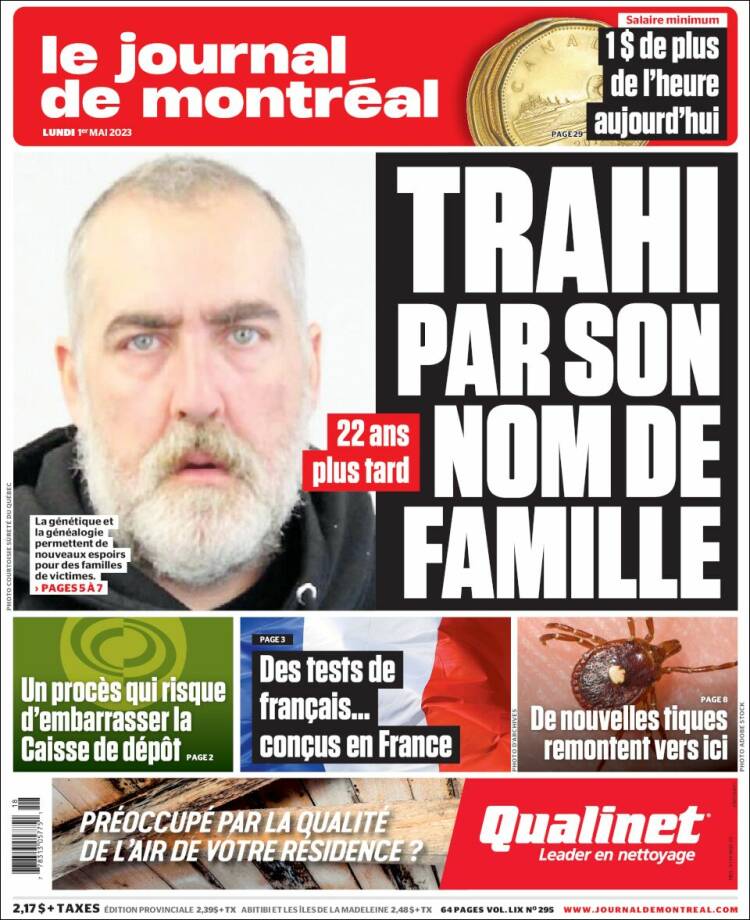 Portada de Le Journal de Montréal (Canadá)