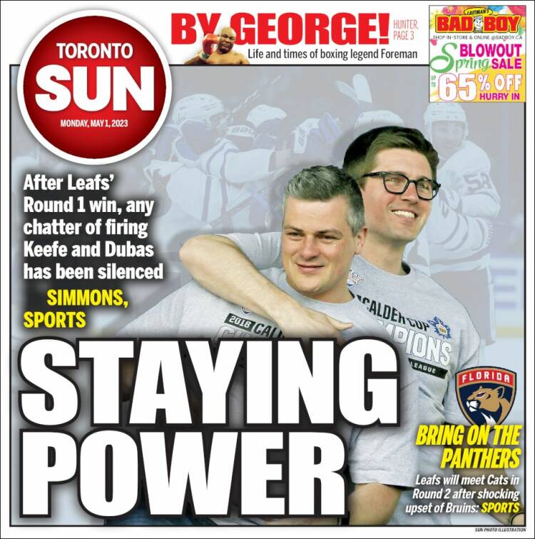 Portada de The Toronto Sun (Canadá)