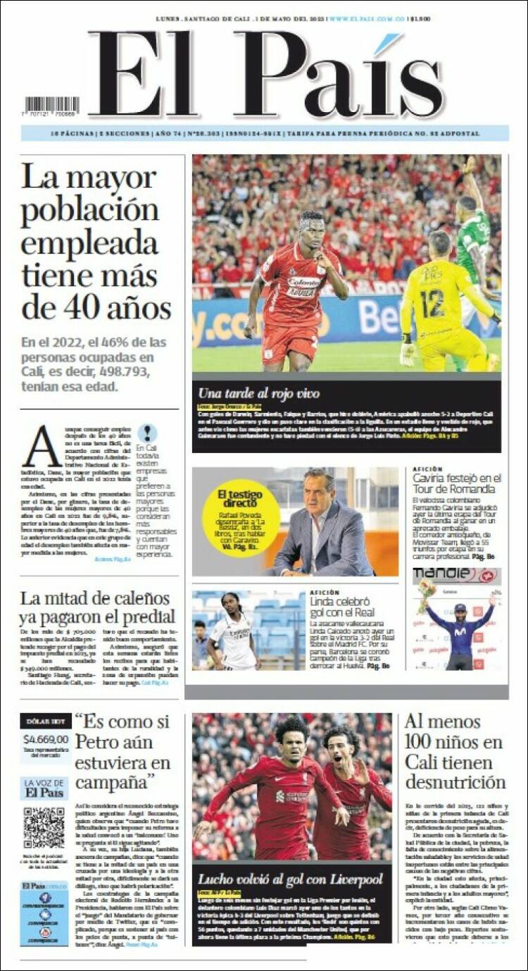 Portada de El País - Cali (Colombia)