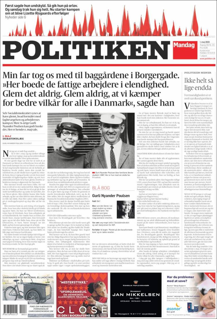 Portada de Politiken (Dinamarca)