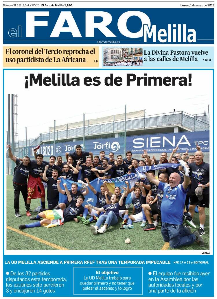 Portada de El Faro de Melilla (España)