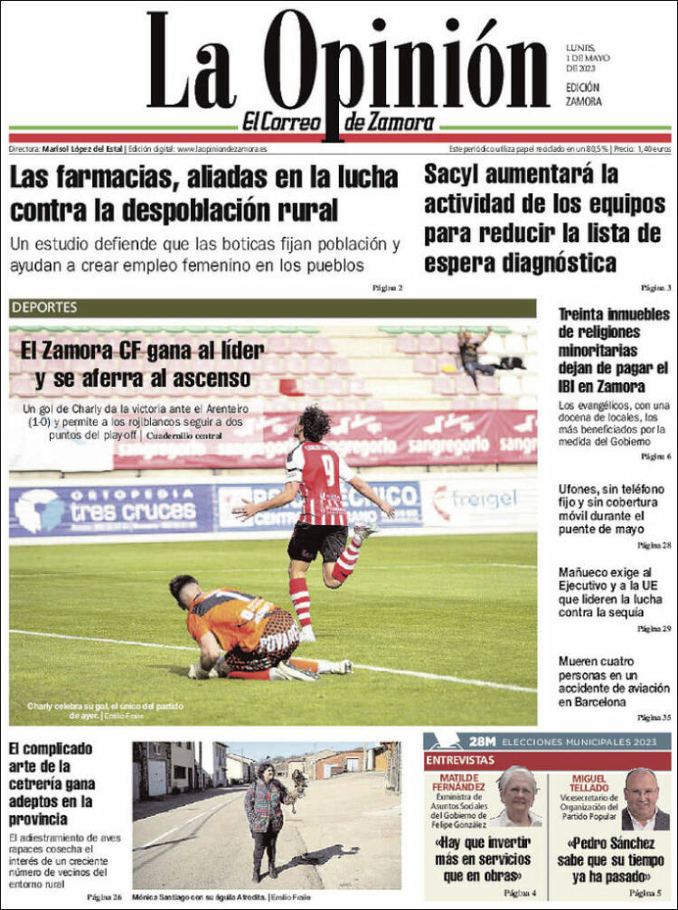 Portada de La Opinión - El Correo de Zamora (España)