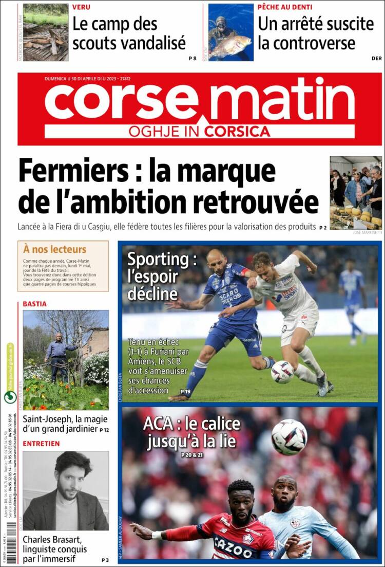 Portada de Corse-Matin (Francia)