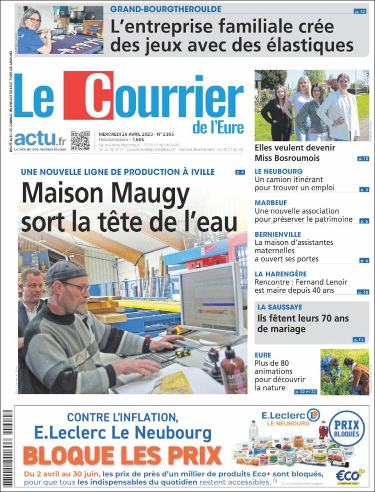 Portada de Le Courrier de l'Ouest (Francia)