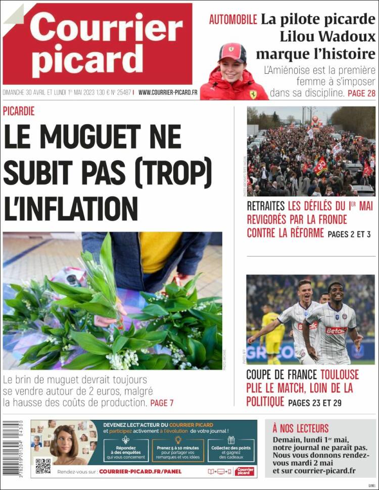 Portada de Courrier Picard (Francia)