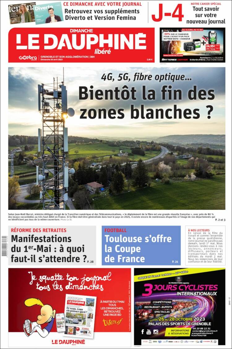 Portada de Le Dauphiné Libéré (Francia)