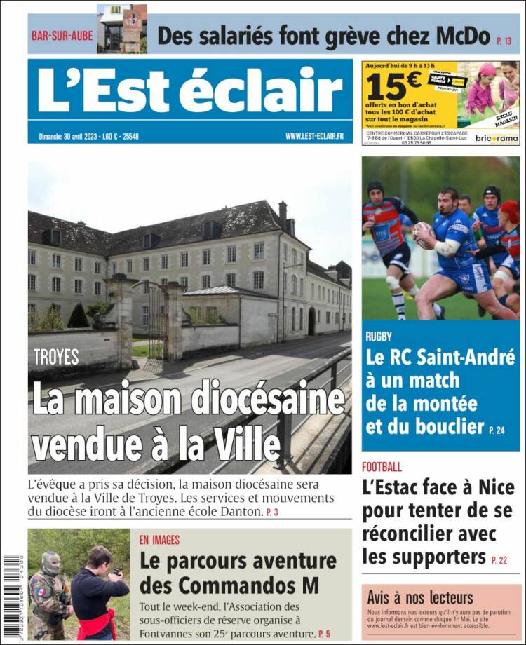 Portada de L'Est Eclair (Francia)