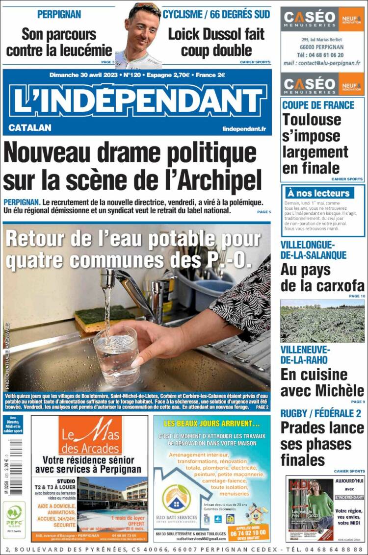 Portada de Le Indépendant (Francia)