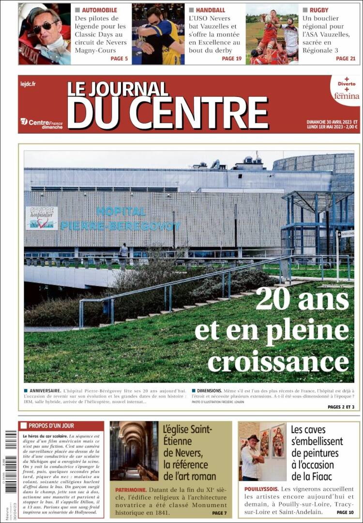 Portada de Le Journal du Centre (Francia)