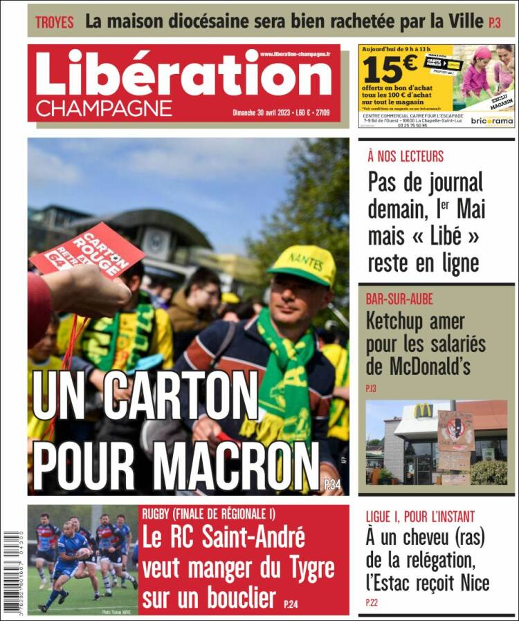 Portada de Libération Champagne (Francia)