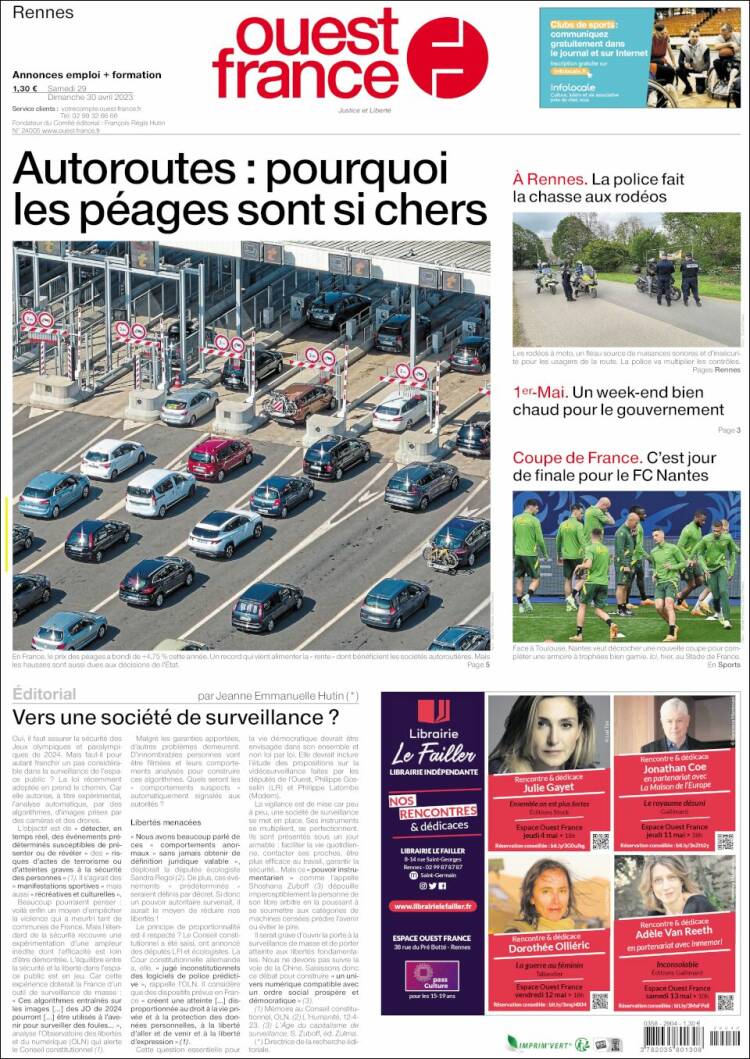 Portada de Ouest France (Francia)