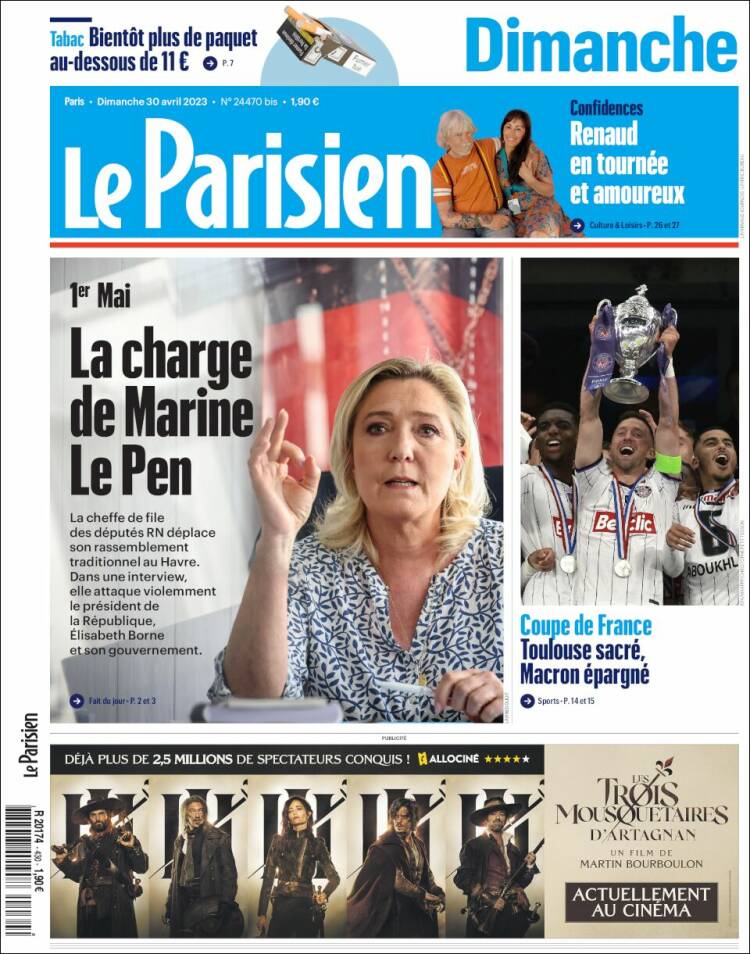 Portada de Le Parisien (Francia)