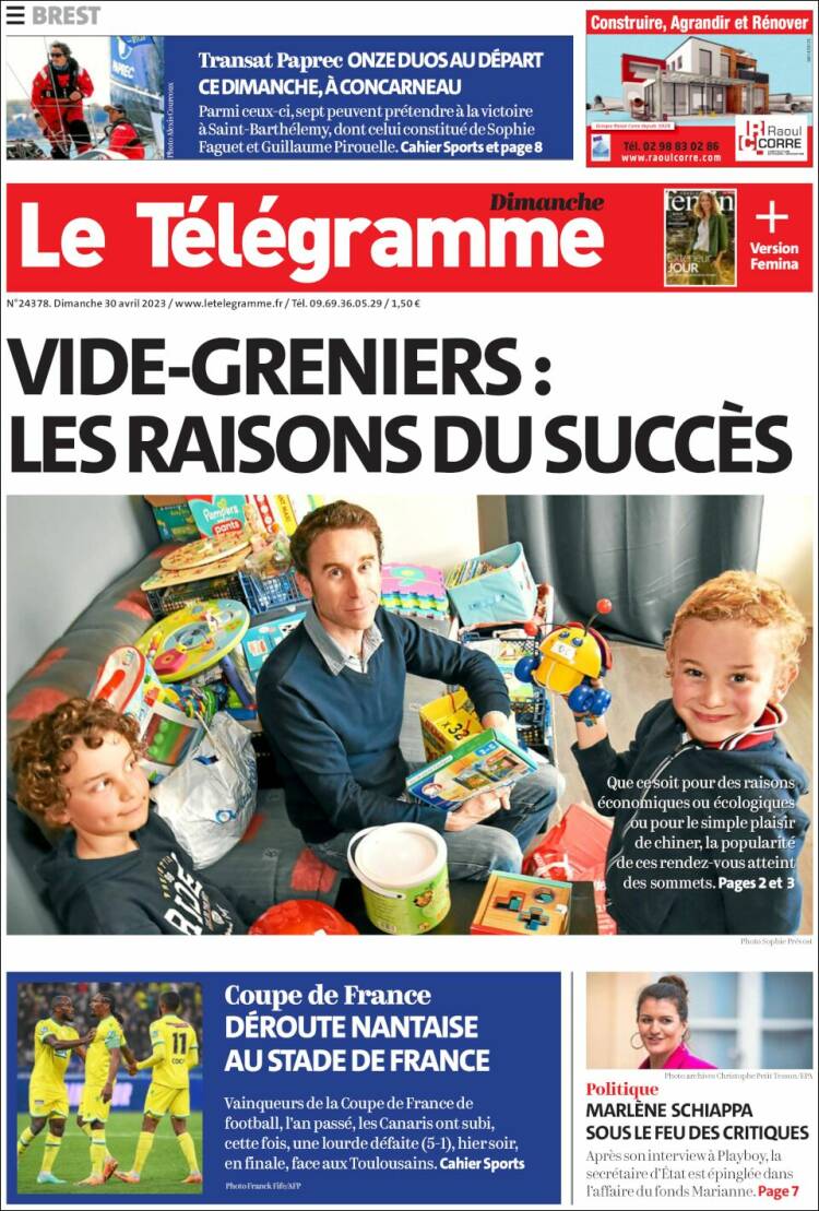 Portada de Télégramme (Francia)