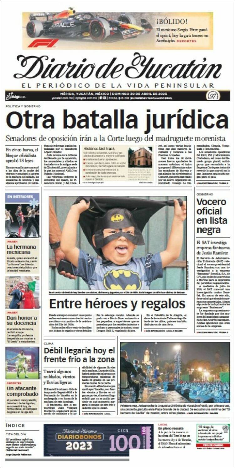 Portada de Diario de Yucatán (M&eacute;xico)