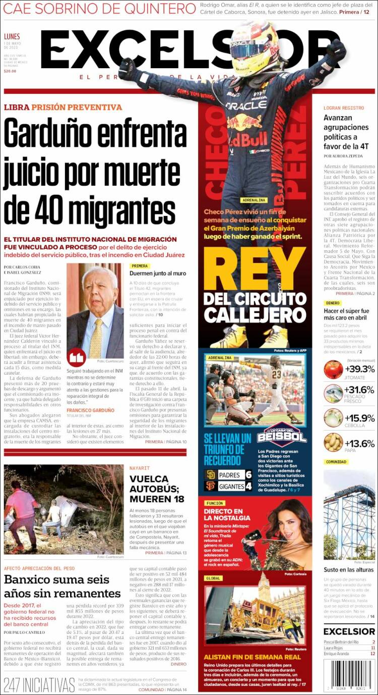 Portada de Excelsior (M&eacute;xico)