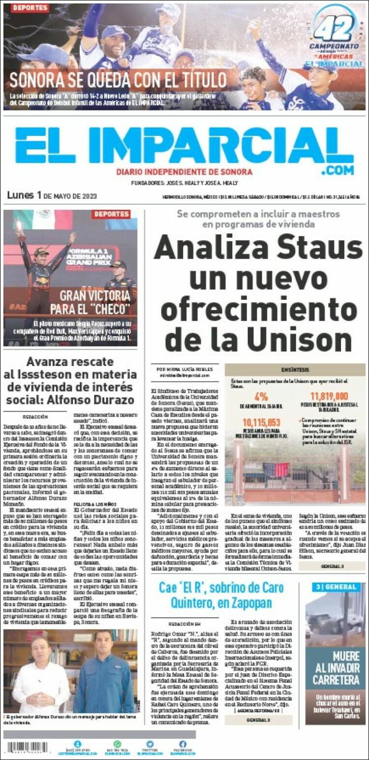 Portada de El Imparcial (M&eacute;xico)