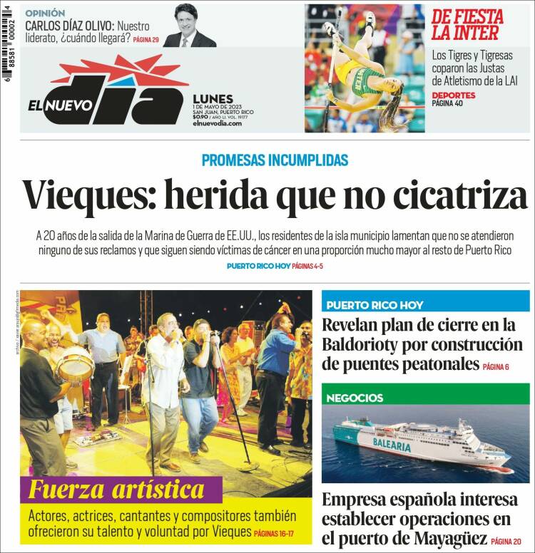 Portada de El Nuevo Día (Puerto Rico)