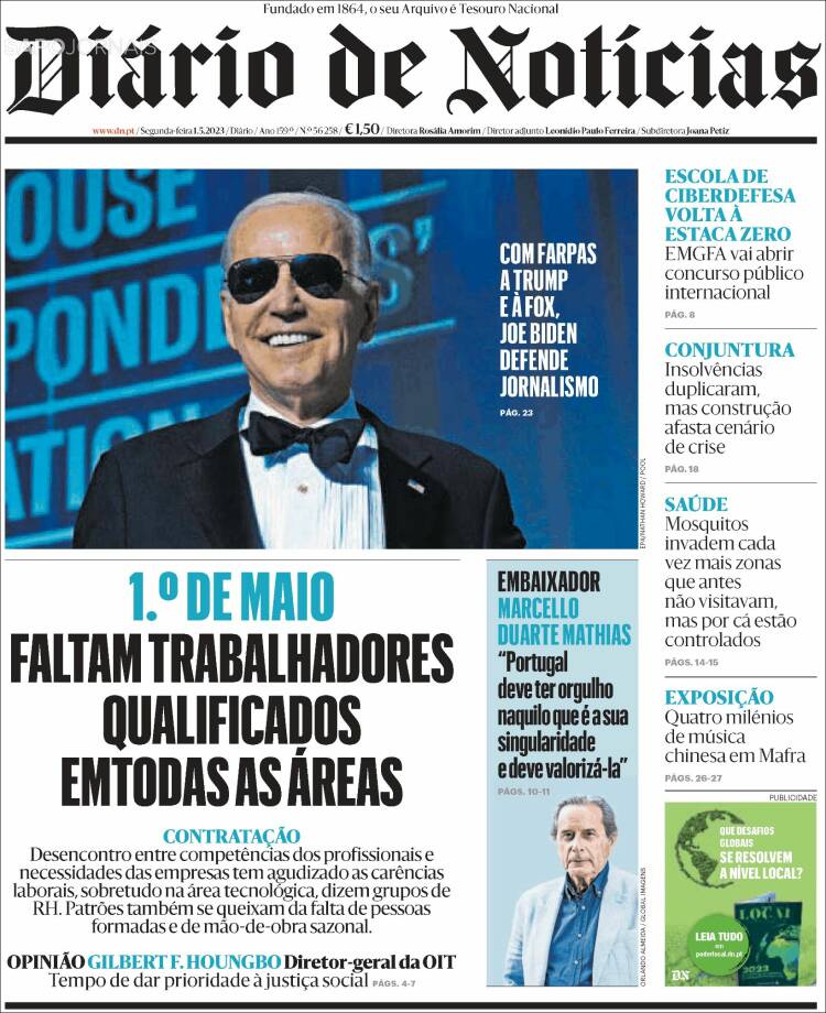 Portada de Diário de Noticias (Portugal)