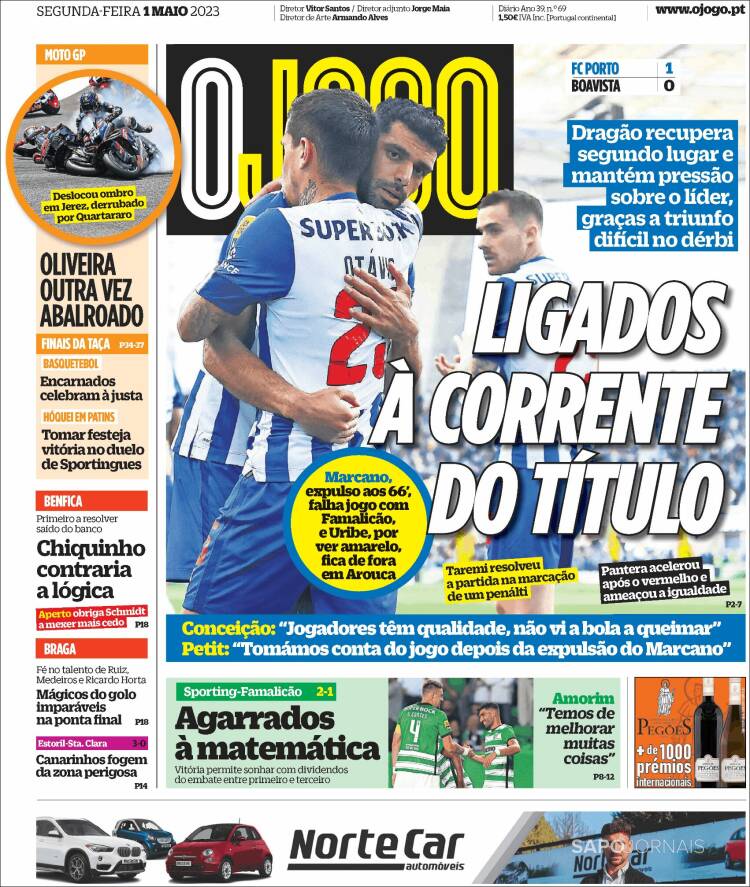 Portada de O Jogo (Portugal)