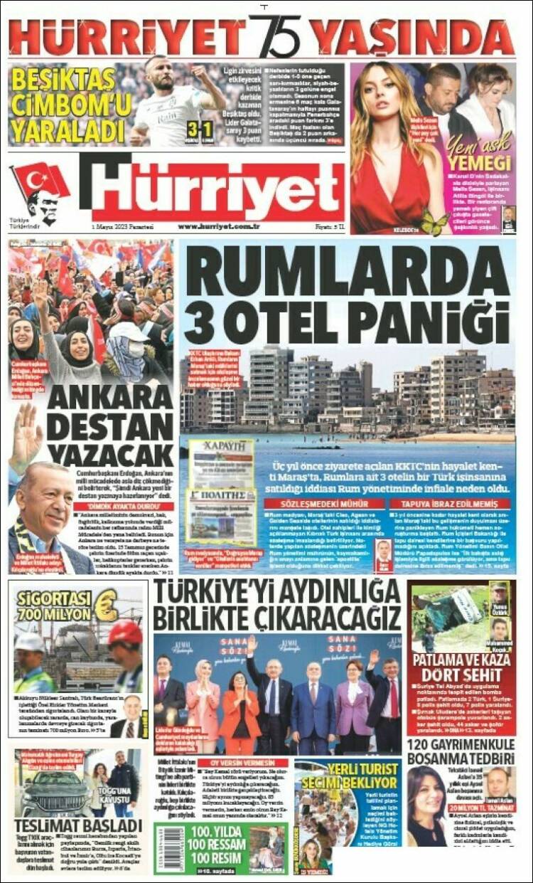 Portada de Hürriyet (Turqu&iacute;a)