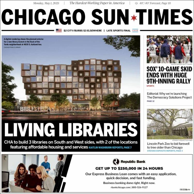 Portada de Chicago Sun-Times (USA)