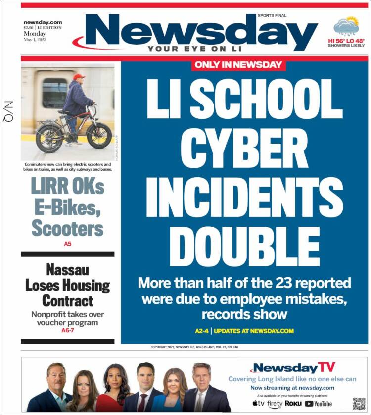 Portada de Newsday (USA)