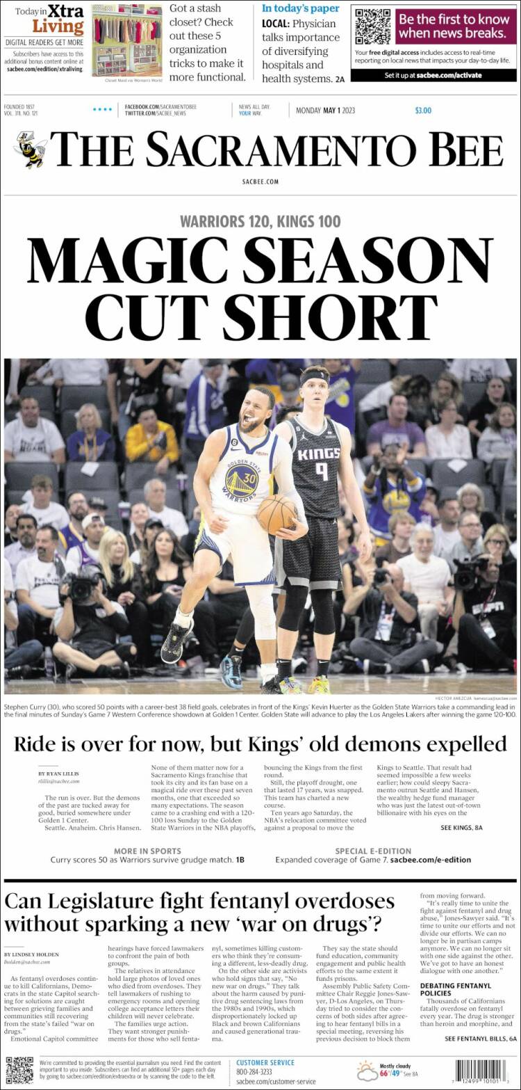 Portada de The Sacramento Bee (USA)