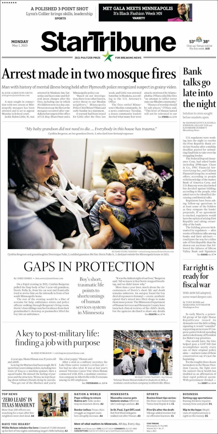 Portada de Star Tribune (USA)